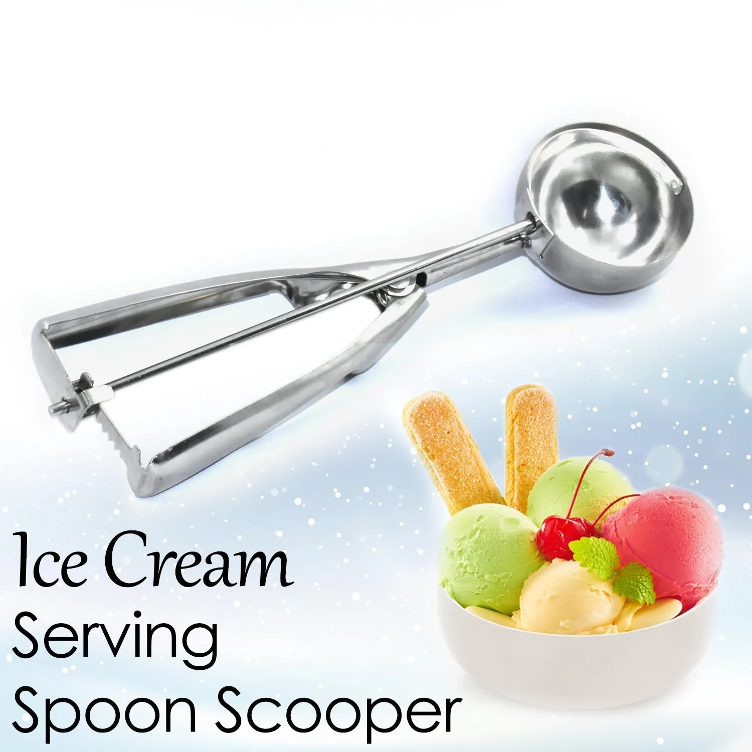 2523B Ice Cream Serving Scoop | Stainless Steel Premium Quality Ice Cream Serving Spoon Scooper with Trigger Release