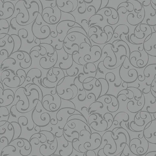A Botanical Season - Seasonal Scroll Gray - Jackie Robinson - Benartex Fabrics