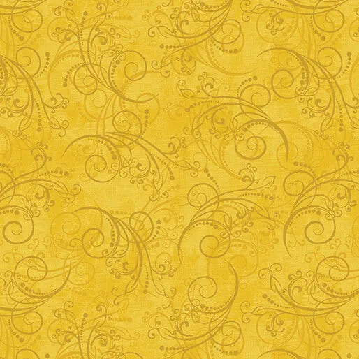 All About Daisies - Dancing Scroll Yellow - Jackie Robinson - Benartex Fabrics