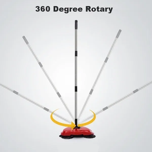 All-In-One Sweeper Vacuum Cleaner Non-Electric Broom Brush Hand-Push Spin 360