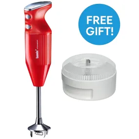 Bamix 350W Maxx Immersion Stick Blender Red   FREE Wet/Dry Processor (Swiss)