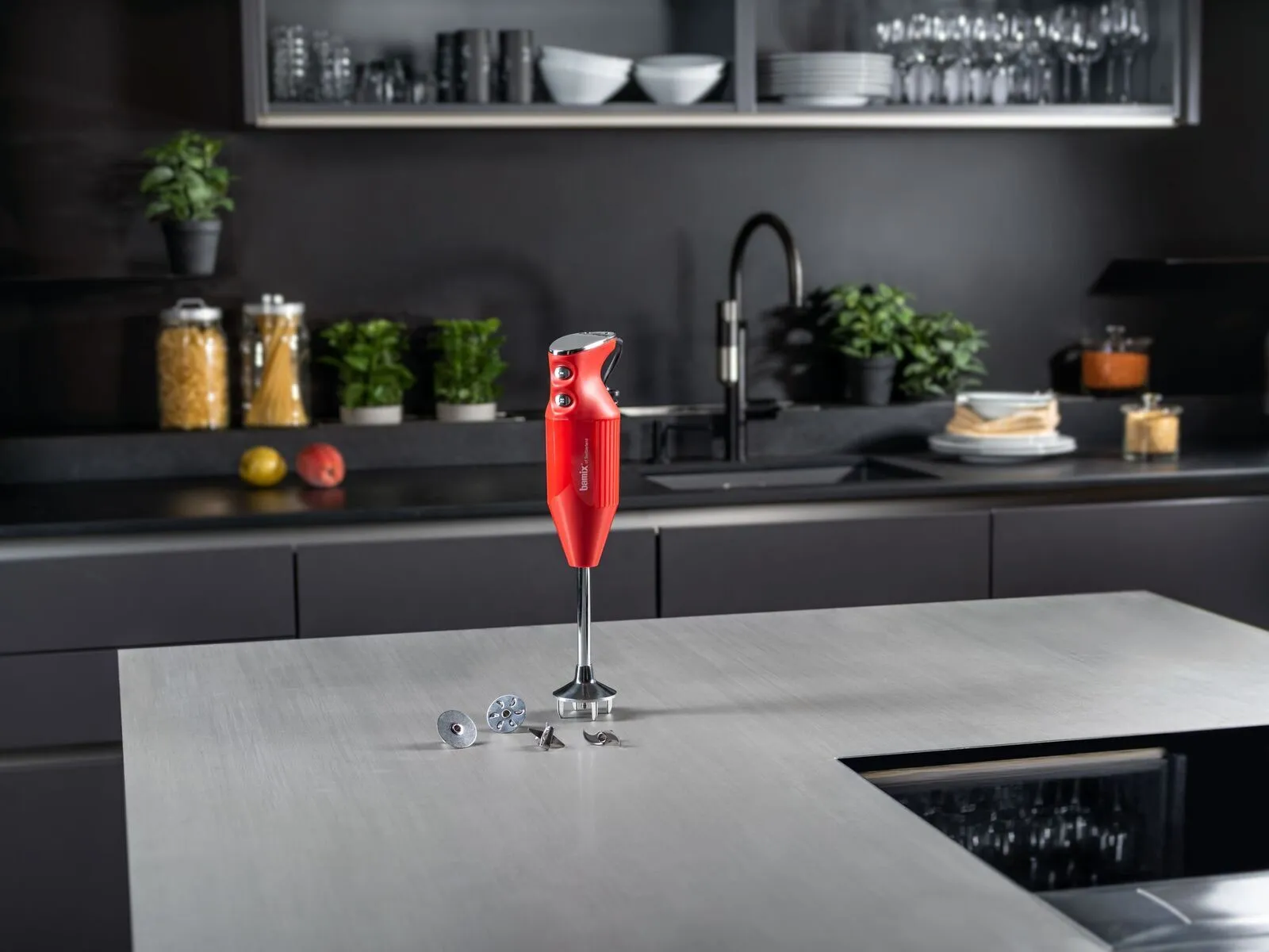 Bamix 350W Maxx Immersion Stick Blender Red   FREE Wet/Dry Processor (Swiss)