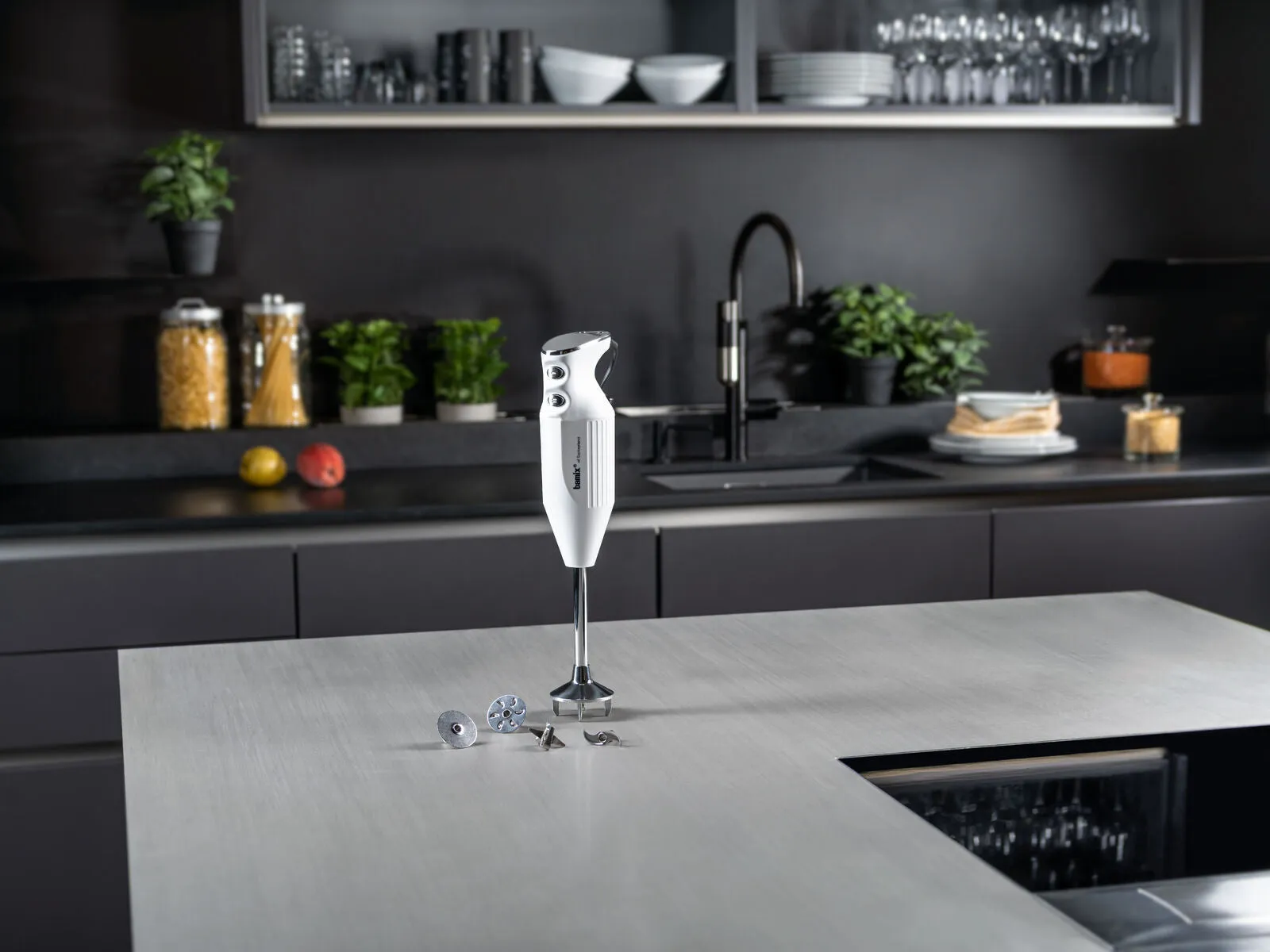 Bamix Maxx 350W Immersion Stick Mixer Blender White   FREE Wet/Dry Attachment