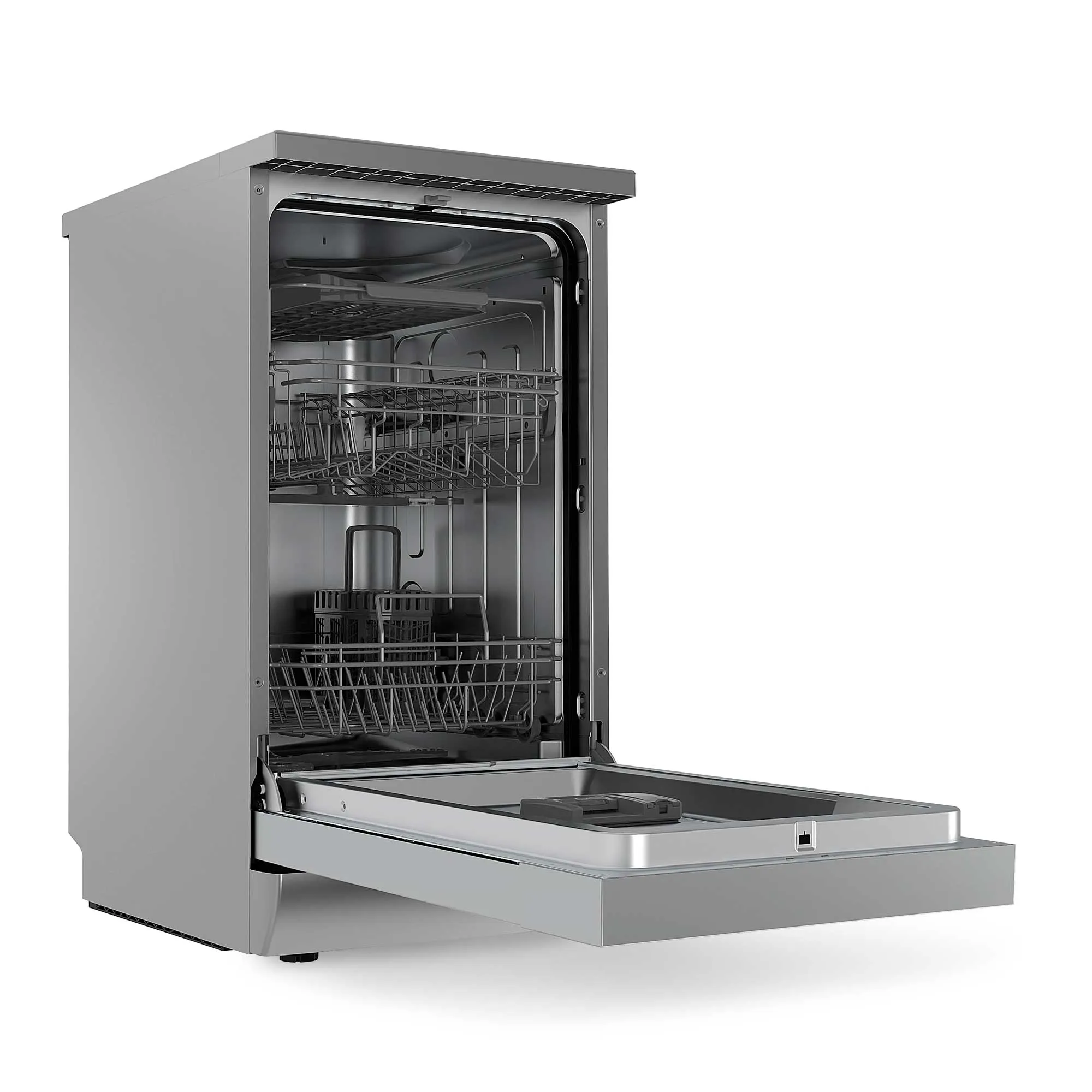 Baridi 45cm Slimline Freestanding Dishwasher, 10 Place Settings, 8 Programs, LED Display, Silver - DH166