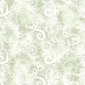 Benartex - A Festival of Roses - Green Festive Lace