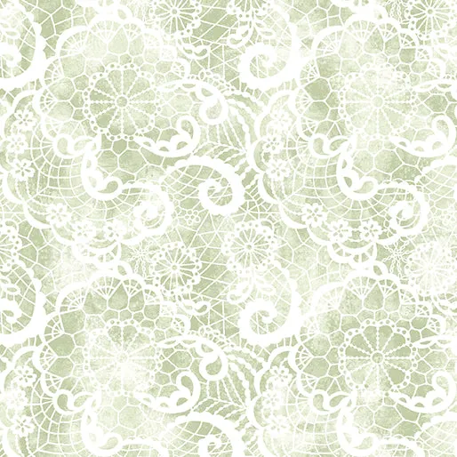 Benartex - A Festival of Roses - Green Festive Lace