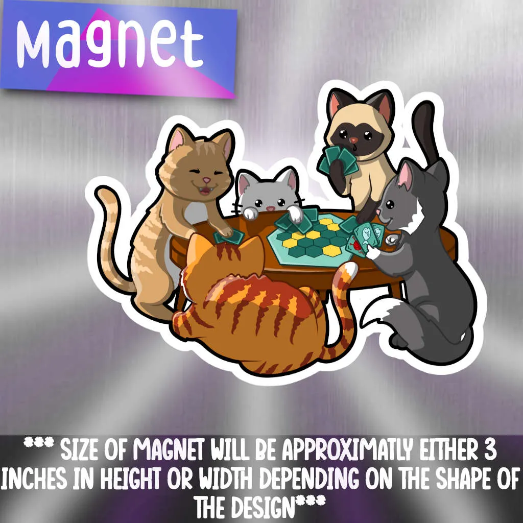 Board Game Playing Cats Refrigerator Magnet