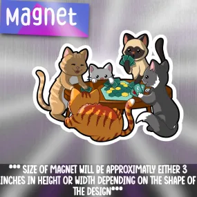 Board Game Playing Cats Refrigerator Magnet