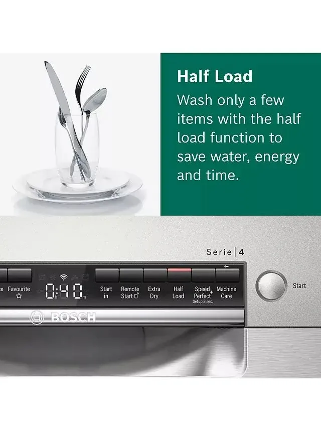 Bosch SMS4HCI40G Wifi Connected Standard Dishwasher - Stainless Steel Effect