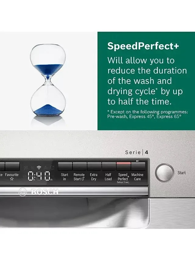 Bosch SMS4HCI40G Wifi Connected Standard Dishwasher - Stainless Steel Effect