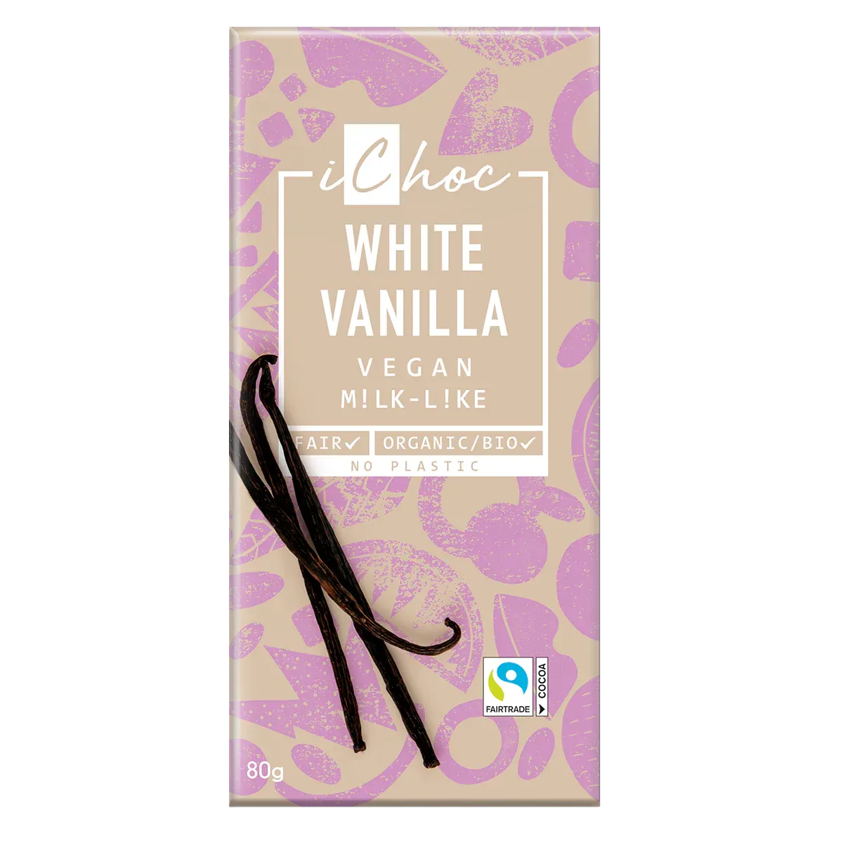 iChoc Organic White Vanilla M!lk-Like Chocolate 80g