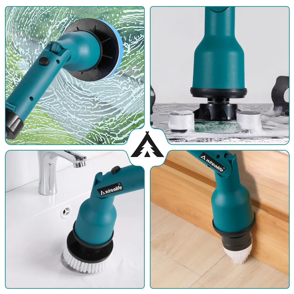 ONEVAN PowerClean Pro - Cordless Turbo Scrubber, Adjustable Arm, 8 Interchangeable Heads