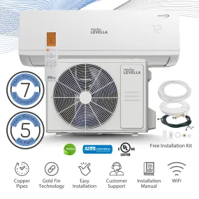 Premium Levella® 12,000 BTU 17.60 SEER2 Ductless Mini-Split Inverter  Air Conditioner Heat Pump System Full Set 230V. WIFI Included.